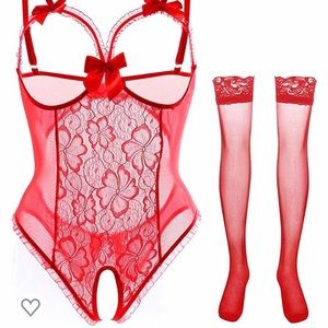 NWT One Piece Lace Sexy Teddy Bodysuit Size L